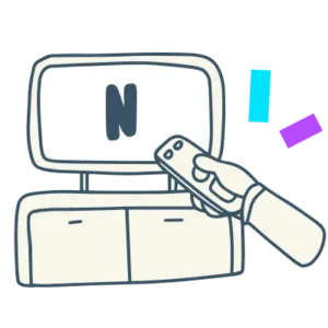Illustration of remote and Netflix on TV