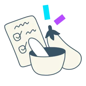 Illustration of checklist and eggplant